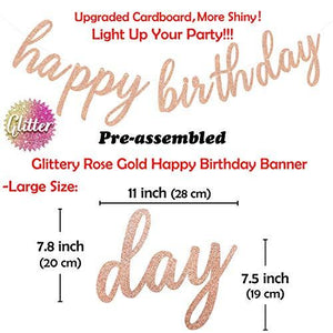 Rose Gold Birthday Party Decorations - Glittery Rose Gold Happy Birthday Banner and Tissue Paper Tassels Garland for Birthday Decorations - Decotree.co Online Shop