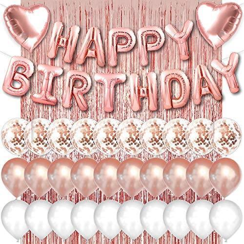 Rose Gold Happy Birthday Balloons Banner 16inch Tall Set for Her Birthday Party Decorations and Supplies Kit - Decotree.co Online Shop