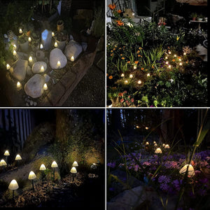 Set of 15pcs Warm White 8 Modes 29.5ft Mini Mushroom Solar Lights Solar Pathway Lights - Decotree.co Online Shop