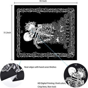 Skull Tapestry The Kissing Lovers Tapestry Black Tarot Tapestry Human Skeleton Tapestry for Room - Decotree.co Online Shop