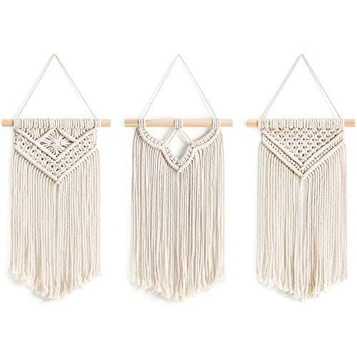 Small Macrame Wall Hanging, 3pcs Art Woven Wall Decor Boho Home Chic Decoration - Decotree.co Online Shop