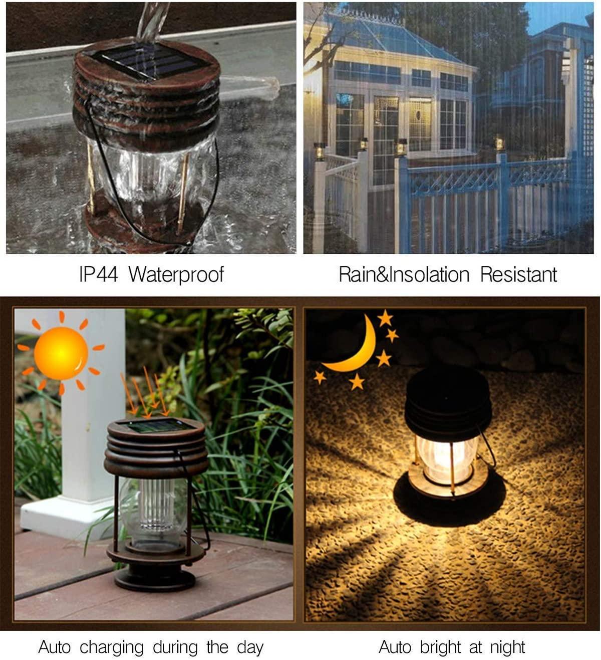 Solar Lantern - Hanging Solar Lights Outdoor - 2 Pack Solar Powered Waterproof Led Lanterns Vintage Design for Landscape,Yard,Garden - Decotree.co Online Shop