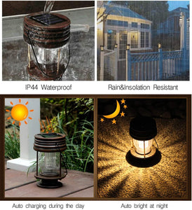 Solar Lantern - Hanging Solar Lights Outdoor - 2 Pack Solar Powered Waterproof Led Lanterns Vintage Design for Landscape,Yard,Garden - Decotree.co Online Shop