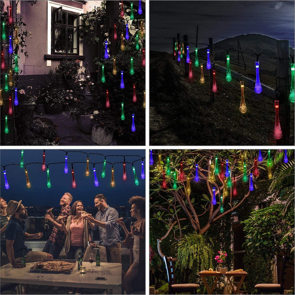 Solar-Powered Raindrop String Lights - Decotree.co Online Shop