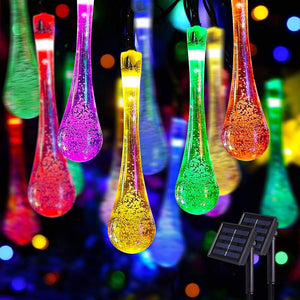 Solar-Powered Raindrop String Lights - Decotree.co Online Shop