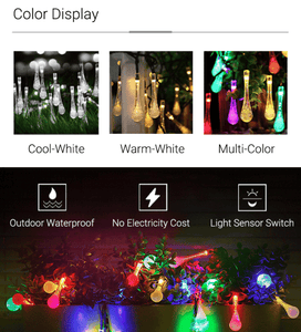 Solar-Powered Raindrop String Lights - Decotree.co Online Shop