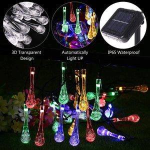 Solar-Powered Raindrop String Lights - Decotree.co Online Shop