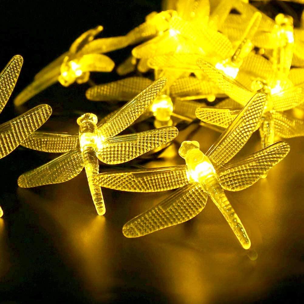 Solar String Lights 20Ft 30LED Dragonfly Shaped Waterproof Fairy Decoration Lighting for Patio - Decotree.co Online Shop