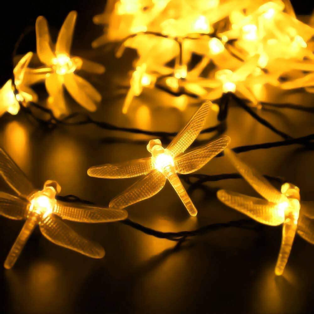 Solar String Lights 20Ft 30LED Dragonfly Shaped Waterproof Fairy Decoration Lighting for Patio - Decotree.co Online Shop