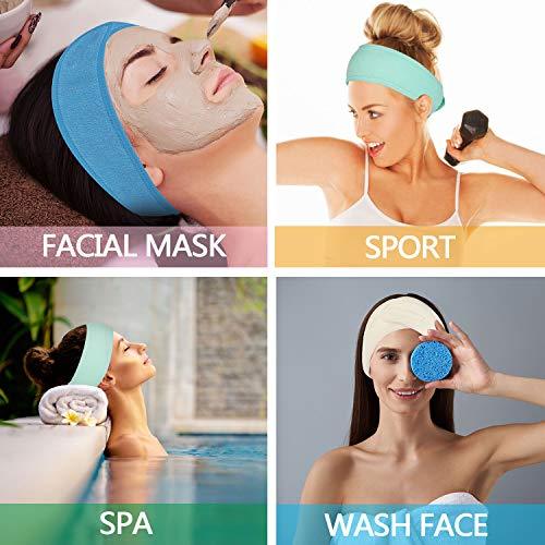 Spa Facial Headband Make Up Wrap Head Terry Cloth Headband Adjustable Towel for Face Washing, Shower, 3 Pieces (Blue, Green, Yellow) - Decotree.co Online Shop