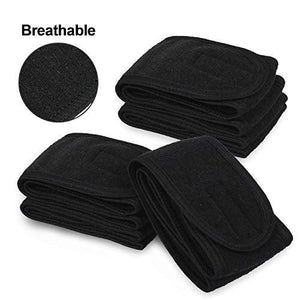 Spa Facial Headband Whaline Head Wrap Terry Cloth Headband 4 Counts Stretch Towel for Bath, Makeup and Sport (Black) - Decotree.co Online Shop