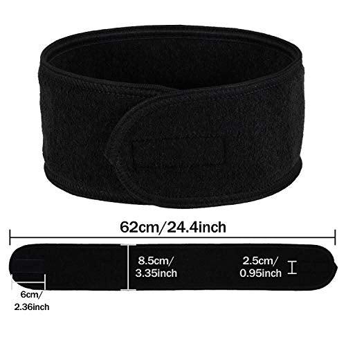 Spa Facial Headband Whaline Head Wrap Terry Cloth Headband 4 Counts Stretch Towel for Bath, Makeup and Sport (Black) - Decotree.co Online Shop