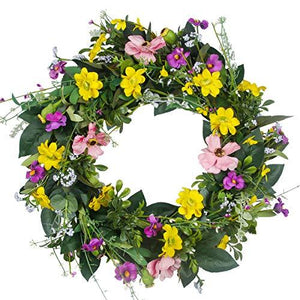 Spring Wreaths for Front Door-15In Daisy Flower Door Wreath for Spring Decor Outdoor Indoor Front Porch Windows Home Decorations - Decotree.co Online Shop