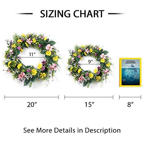 Spring Wreaths for Front Door-15In Daisy Flower Door Wreath for Spring Decor Outdoor Indoor Front Porch Windows Home Decorations - Decotree.co Online Shop