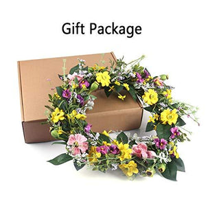 Spring Wreaths for Front Door-15In Daisy Flower Door Wreath for Spring Decor Outdoor Indoor Front Porch Windows Home Decorations - Decotree.co Online Shop