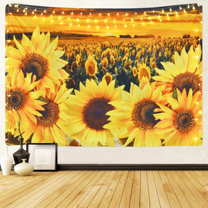 Sunflower Tapestry Sunset Sunflower Field Tapestry Floral Plant Tapestry Yellow Flower Tapestry for Room - Decotree.co Online Shop