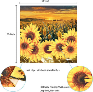 Sunflower Tapestry Sunset Sunflower Field Tapestry Floral Plant Tapestry Yellow Flower Tapestry for Room - Decotree.co Online Shop