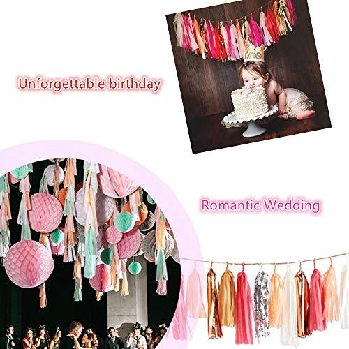 Tissue Paper Tassel Garland - 20pcs Tassels Per Package - 12 Inch Long Tassels(Gold/Pink/White) - Decotree.co Online Shop