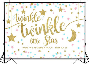 Twinkle Twinkle Little Star Gender Reveal Backdrop Pink Blue Gold Star Party Decorations - Decotree.co Online Shop