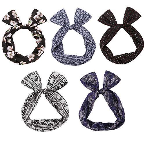 Twist Bow Wired Headbands Scarf Wrap Hair Accessory Hairband (5 Packs) - Decotree.co Online Shop