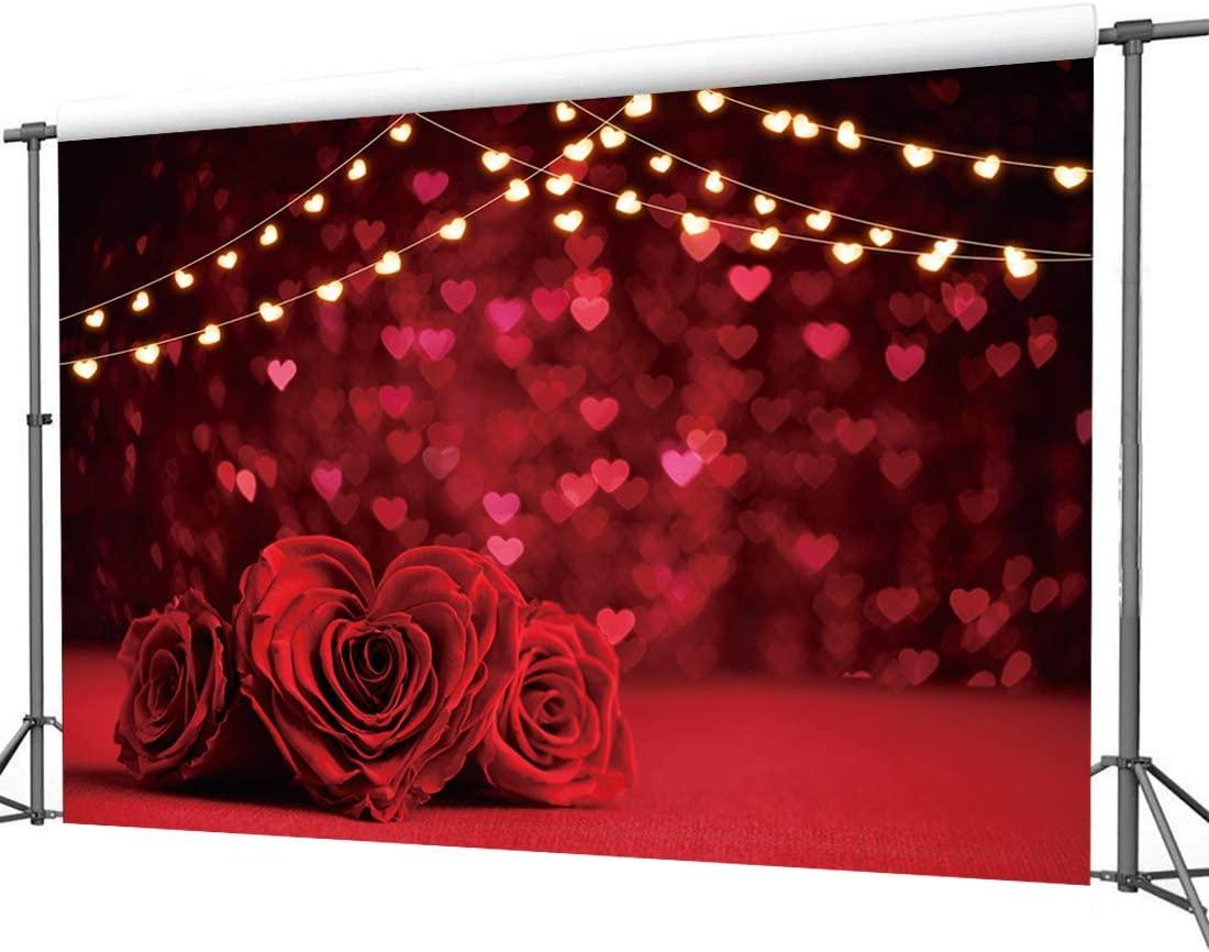 Valentine's Backdrop Red Rose Flower Love Hearts Photo Background Glitter Hearts Backdrops - Decotree.co Online Shop