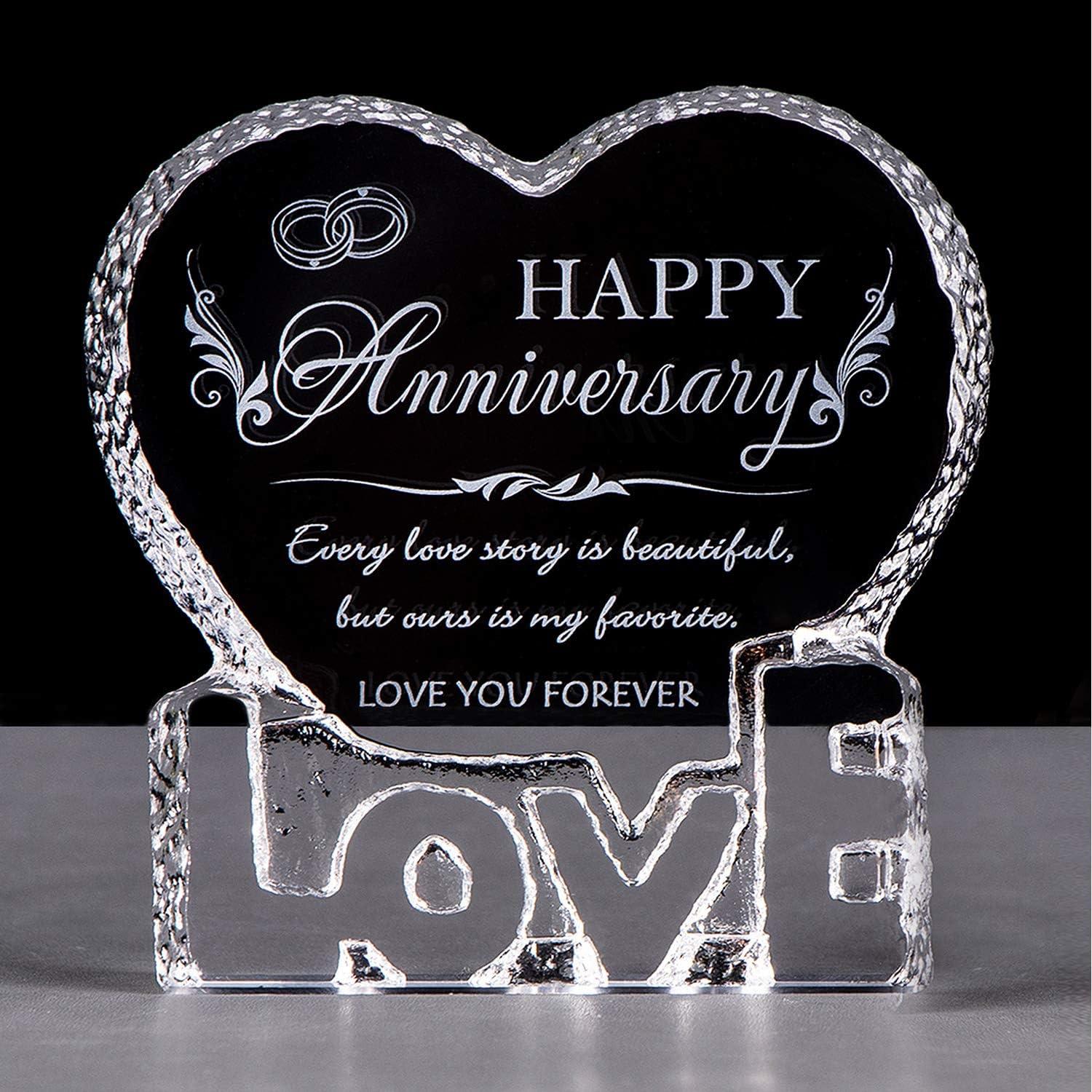 Wedding Anniversary Romantic Gift for Her, Crystal Happy Anniversary for Wife - Decotree.co Online Shop