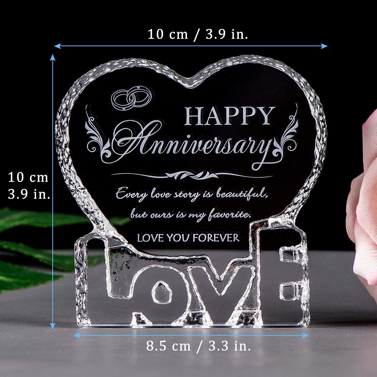 Wedding Anniversary Romantic Gift for Her, Crystal Happy Anniversary for Wife - Decotree.co Online Shop