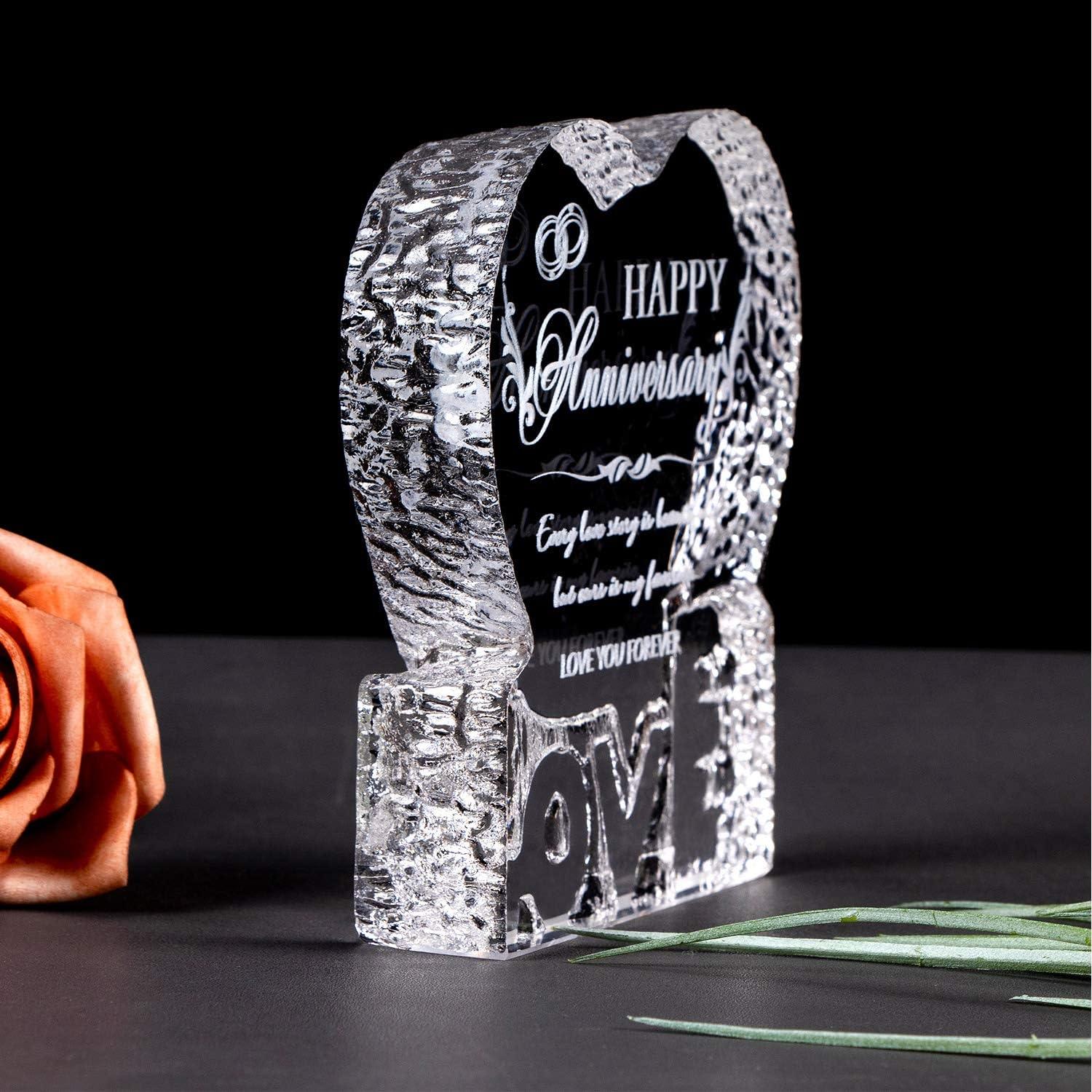 Wedding Anniversary Romantic Gift for Her, Crystal Happy Anniversary for Wife - Decotree.co Online Shop