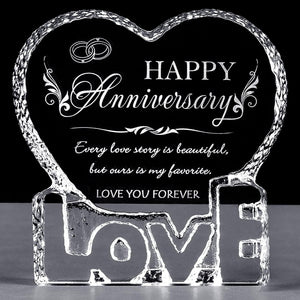 Wedding Anniversary Romantic Gift for Her, Crystal Happy Anniversary for Wife - Decotree.co Online Shop