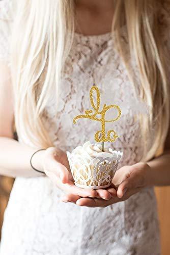 Wedding Bridal Shower Cupcake Toppers- Gold Glitter Diamond Ring Love I Do Heart Cupcake Topper Picks for Wedding Engagement Bridal Shower - Decotree.co Online Shop