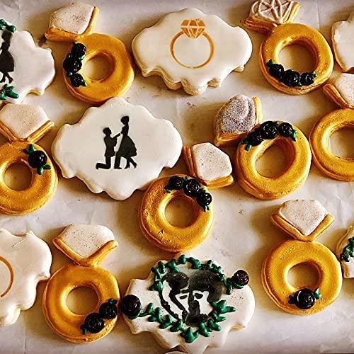 Wedding Cookie Cutter Set-7 Piece-3 Inches-Heart, Diamond Ring, Wedding Cake, Flower, Rectangle, Square and Oval Plaque Cookie Cutters Molds for Bridal Shower Engagement - Decotree.co Online Shop