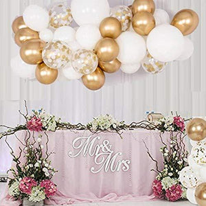 White Balloon Arch Garland Kit, 124 Pieces White Gold and Gold Confetti Latex Balloons for Baby Shower Wedding Birthday - Decotree.co Online Shop