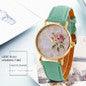 Women Leather Watches Fashion Casual Relogio Feminino Rose Flower Dial Quartz Watch Wrist Watch - Decotree.co Online Shop