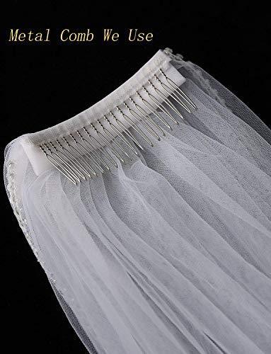 Women's Short 2 Tier Lace Ivory Wedding Bridal Veil With Comb Ivory - Decotree.co Online Shop