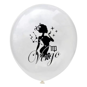 Zodiac Sign Sequin Birthday Balloon - Gold & White - Birthday Wedding New Year Baby Shower - 10 Pieces - 12 Inches - Decotree.co Online Shop