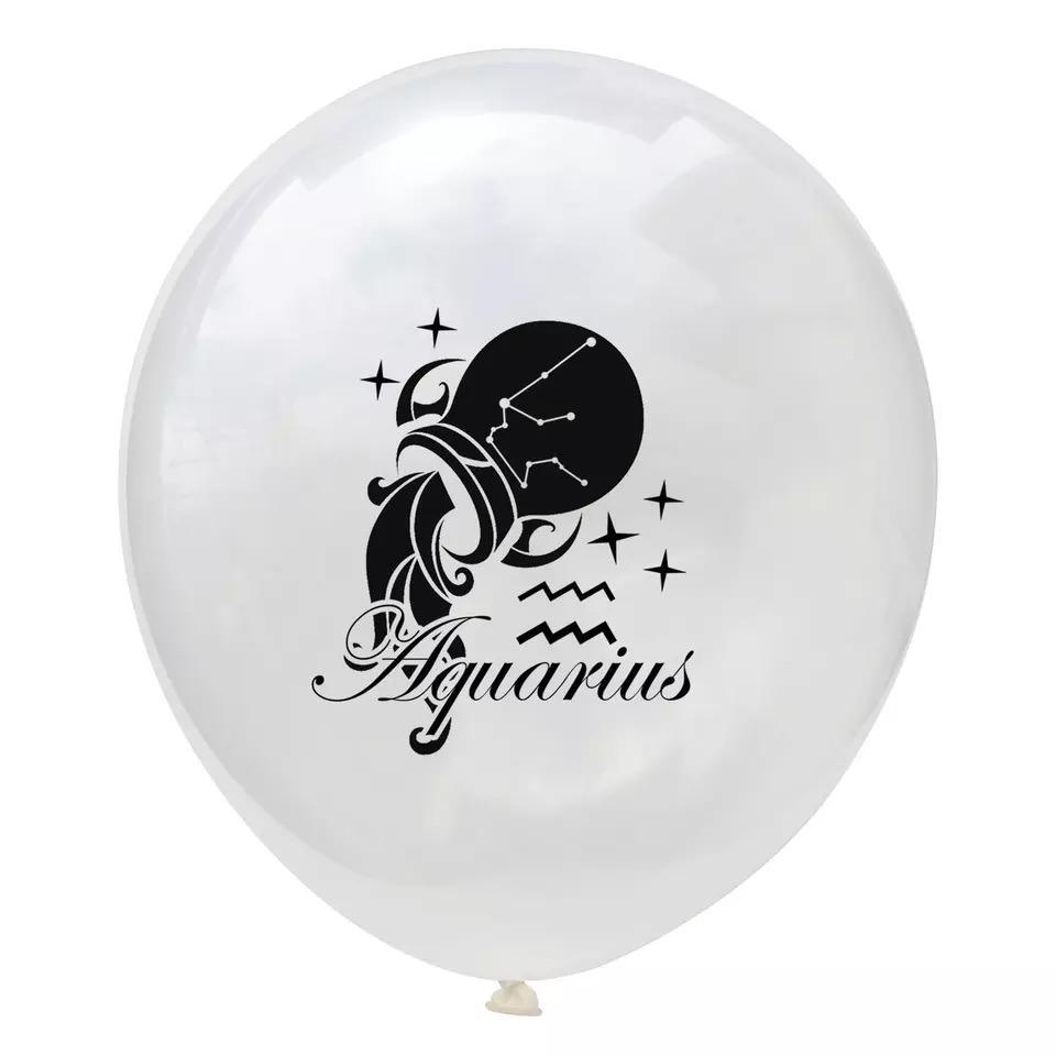 Zodiac Sign Sequin Birthday Balloon - Gold & White - Birthday Wedding New Year Baby Shower - 10 Pieces - 12 Inches - Decotree.co Online Shop